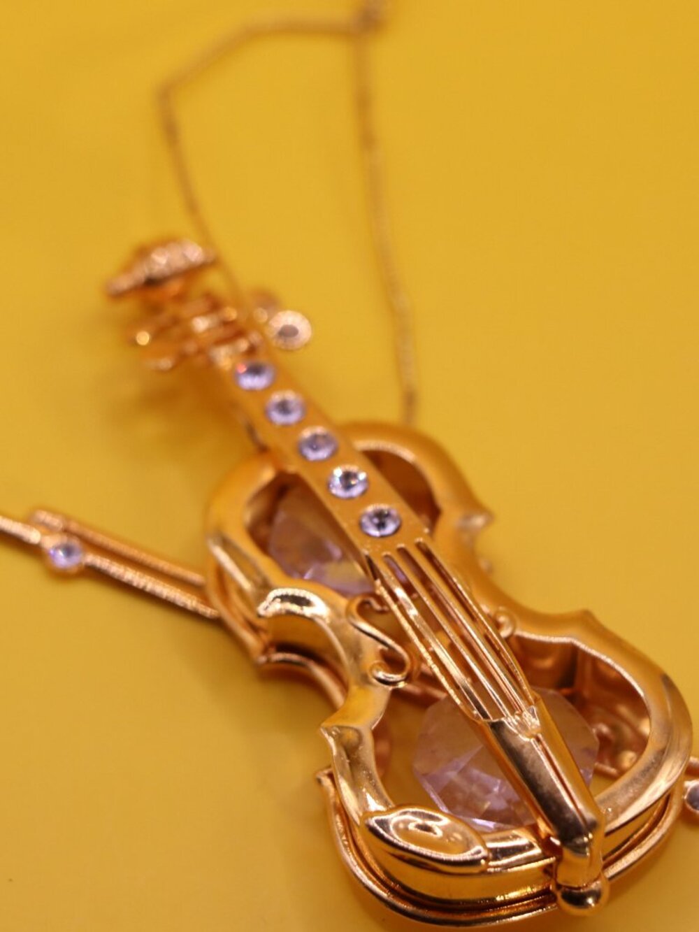 3" Matashi Crystal Studded Violin and Bow Sun Catcher